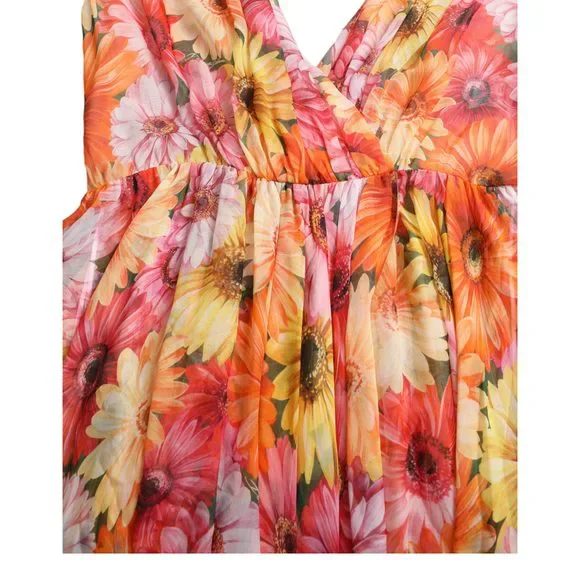 Dolce & Gabbana Multicolor Sunflower Print Silk Midi Dress